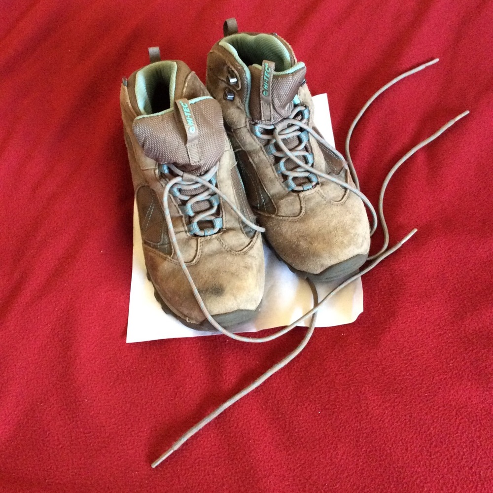 Used baby blue and tan Hi-Tec hiking boots